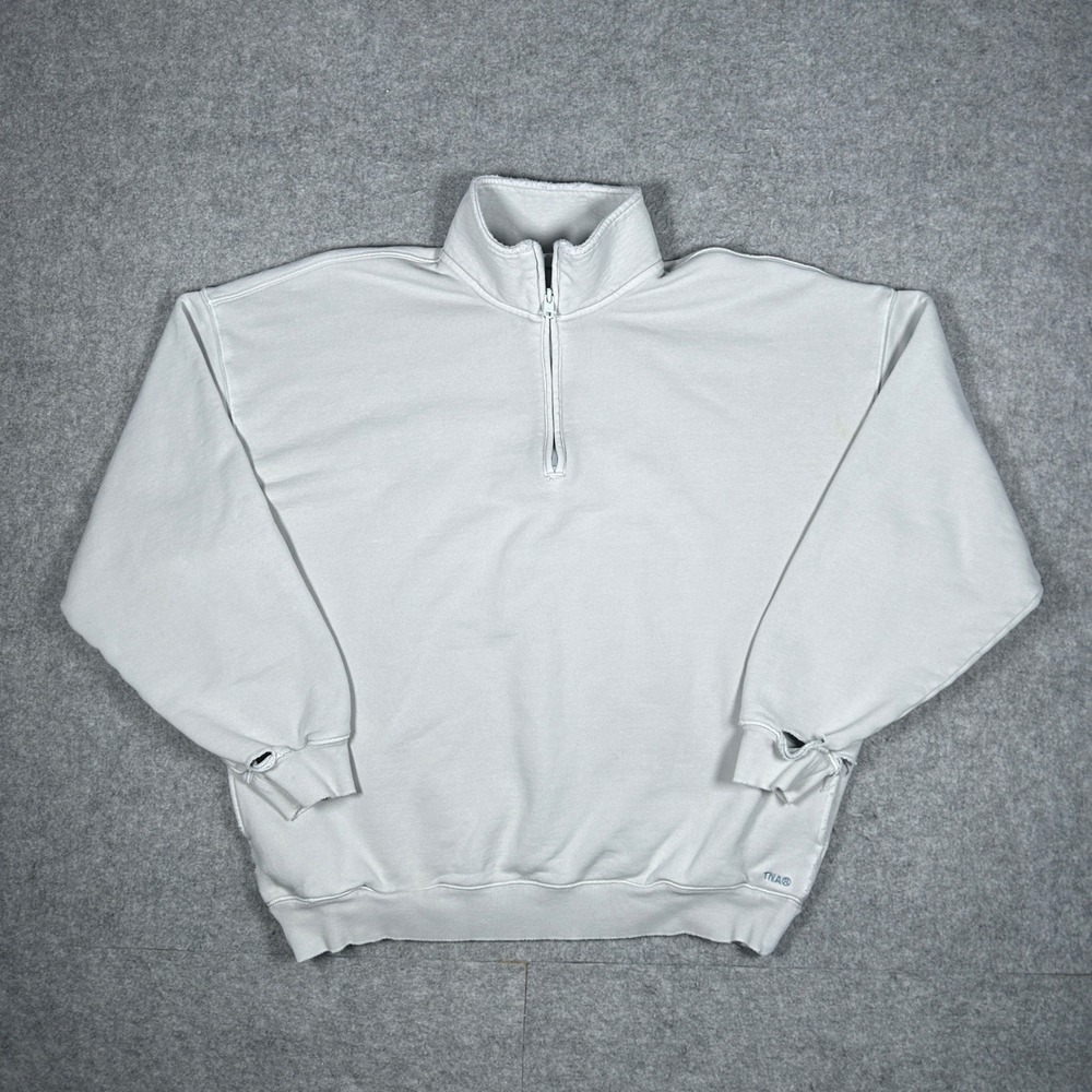 TNA Sweatfleece Mega Quarter Zip Pullover Womens Size 3 White Cozy Fleece